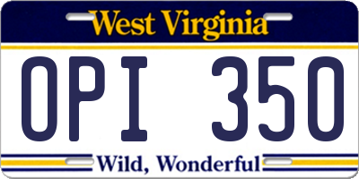 WV license plate OPI350