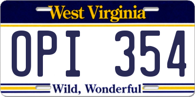 WV license plate OPI354