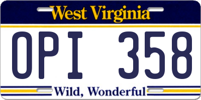 WV license plate OPI358