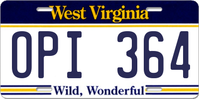WV license plate OPI364