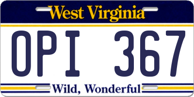 WV license plate OPI367