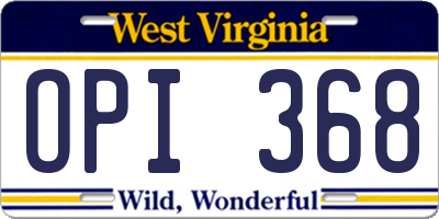 WV license plate OPI368