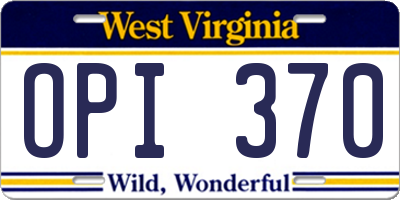 WV license plate OPI370