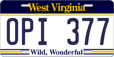 WV license plate OPI377
