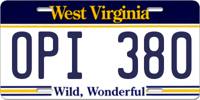 WV license plate OPI380