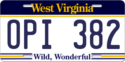 WV license plate OPI382