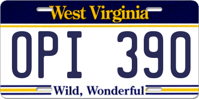 WV license plate OPI390