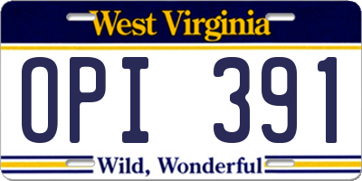 WV license plate OPI391