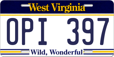 WV license plate OPI397