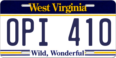 WV license plate OPI410