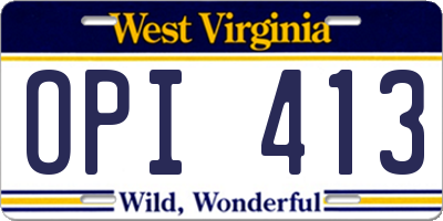WV license plate OPI413