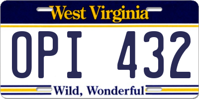 WV license plate OPI432