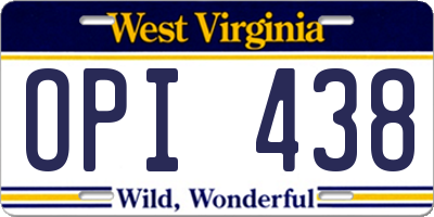 WV license plate OPI438