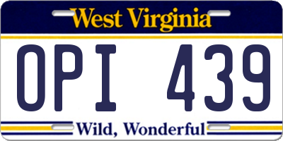 WV license plate OPI439
