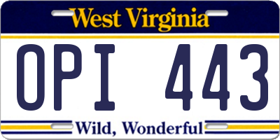 WV license plate OPI443