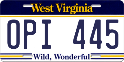 WV license plate OPI445