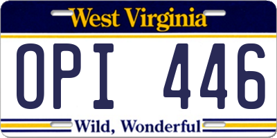 WV license plate OPI446