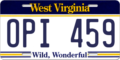 WV license plate OPI459