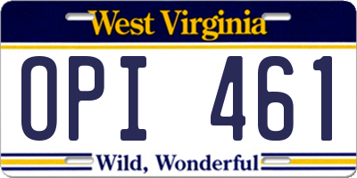 WV license plate OPI461