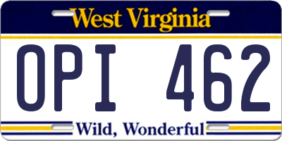 WV license plate OPI462