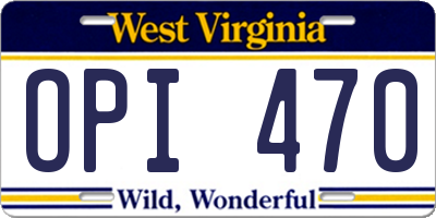 WV license plate OPI470
