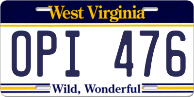 WV license plate OPI476
