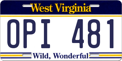 WV license plate OPI481