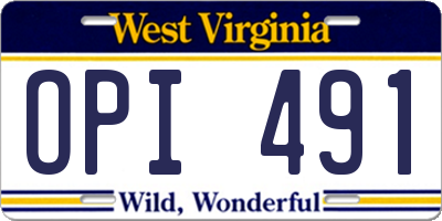 WV license plate OPI491