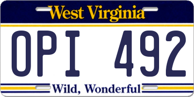 WV license plate OPI492