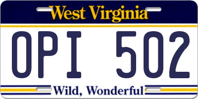 WV license plate OPI502