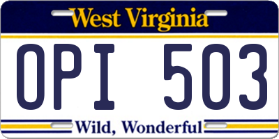 WV license plate OPI503
