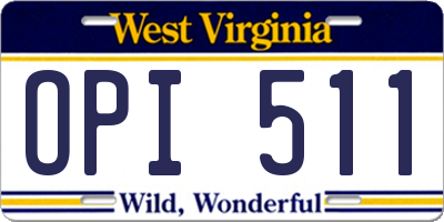 WV license plate OPI511