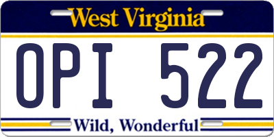 WV license plate OPI522