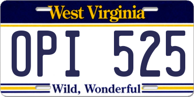 WV license plate OPI525