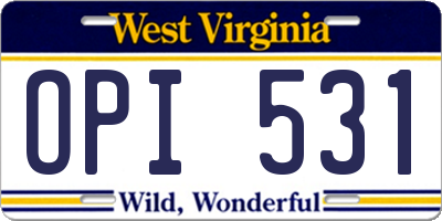 WV license plate OPI531