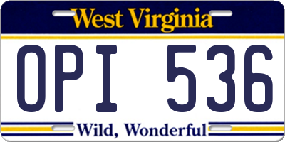 WV license plate OPI536