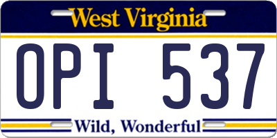 WV license plate OPI537