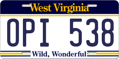 WV license plate OPI538