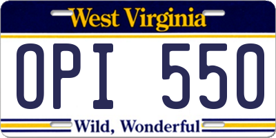 WV license plate OPI550