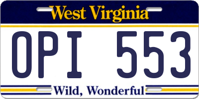 WV license plate OPI553