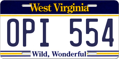 WV license plate OPI554