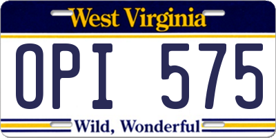 WV license plate OPI575