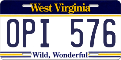 WV license plate OPI576