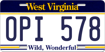 WV license plate OPI578
