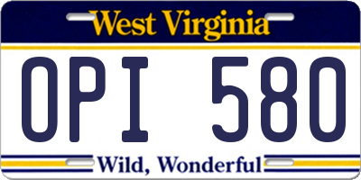 WV license plate OPI580