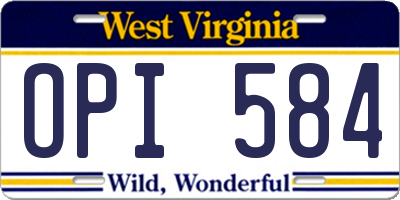 WV license plate OPI584
