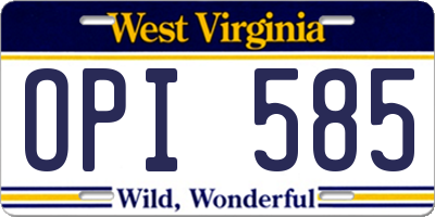 WV license plate OPI585