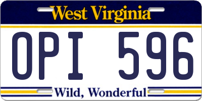 WV license plate OPI596