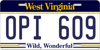 WV license plate OPI609