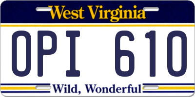 WV license plate OPI610
